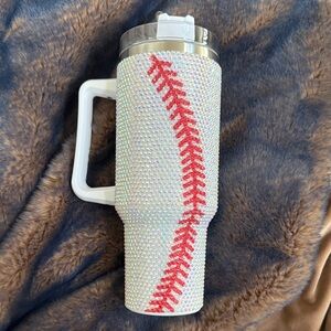 Rhinestone Baseball 40 oz. Tumbler with Handle